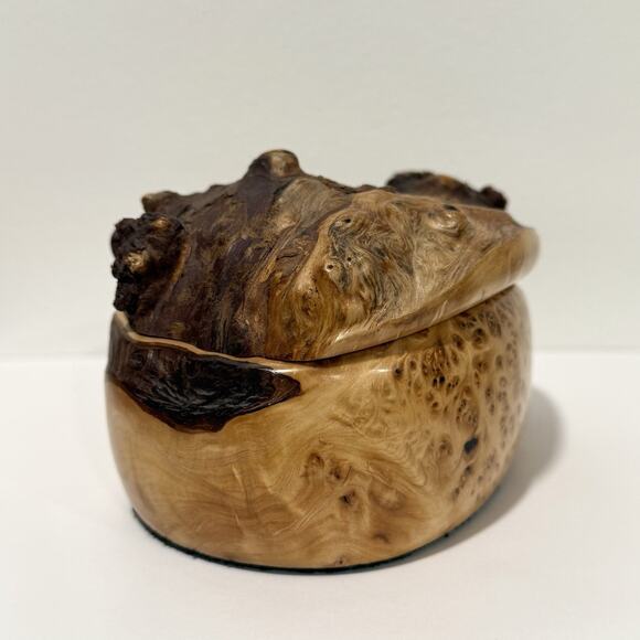 Kris Sacksteder Handmade Yellow Burl Wood Lidded Trinket Box Weird Woods Seattle - Picture 5 of 12
